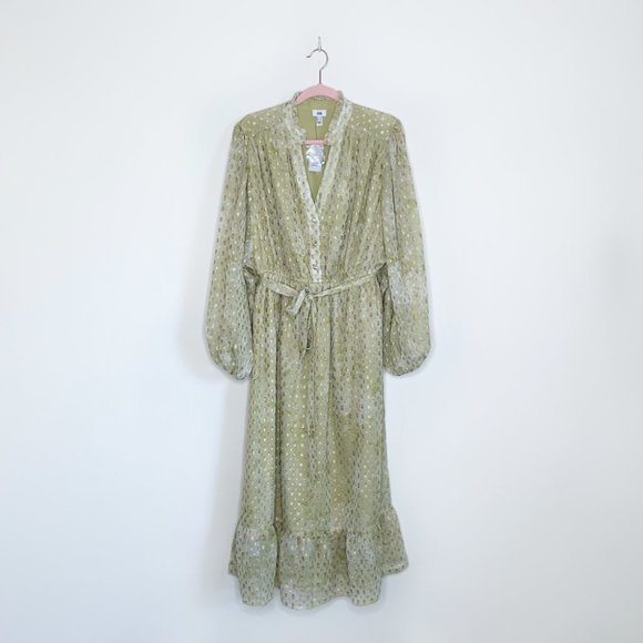 SOLD -  nwt river island green metallic garden party dress - size 12 - Picture 1 of 6